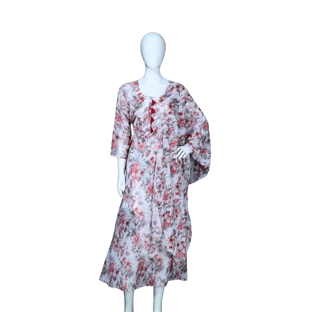 Satin Anarkali Dress Floral