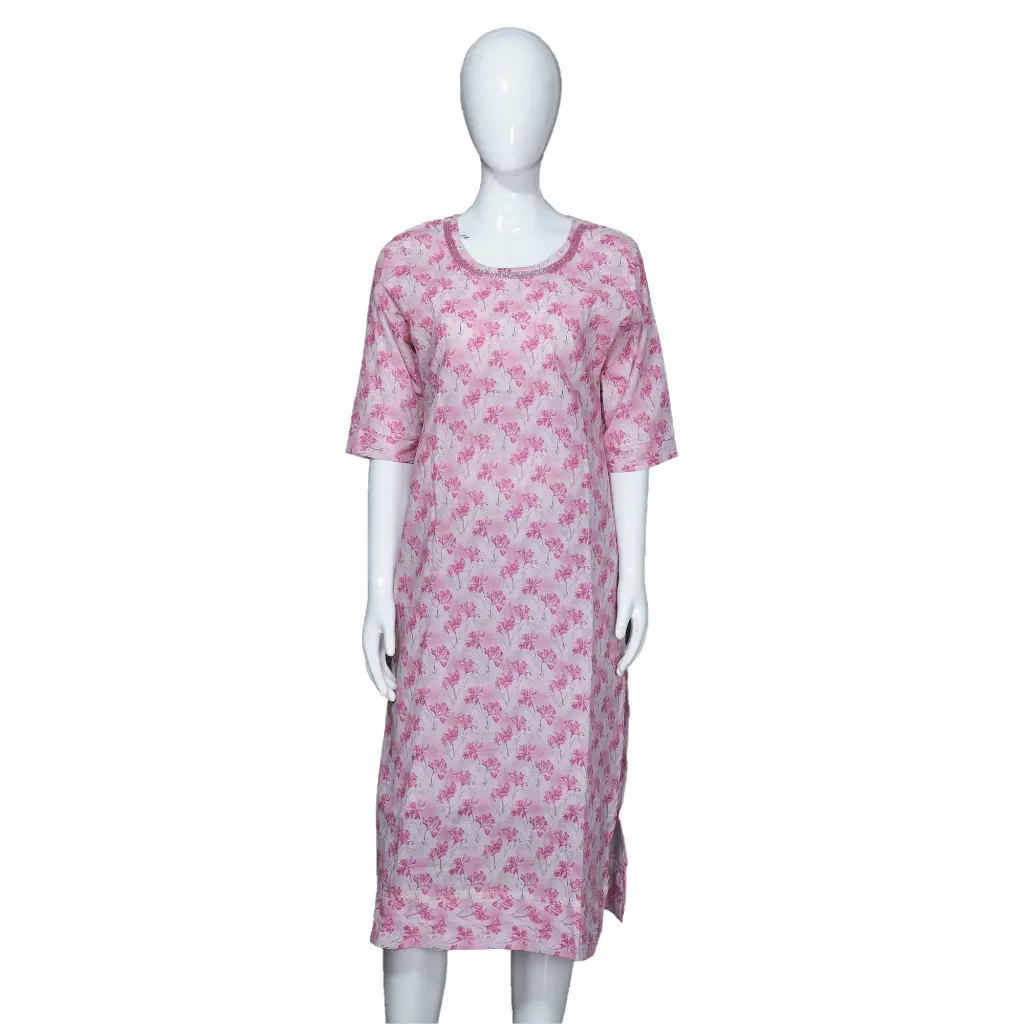 Women Cotton Straight Kurta Purple