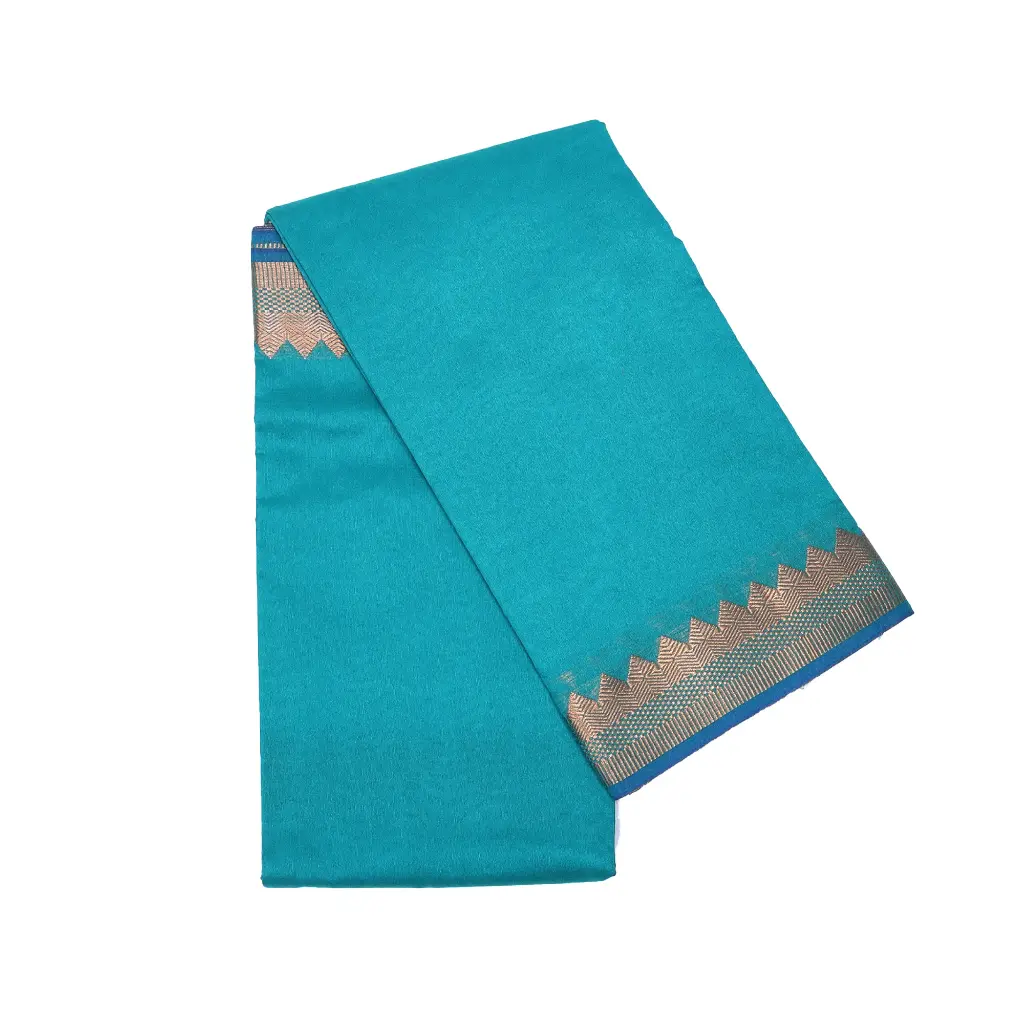 Thread Border Plain Saree With Blouse
