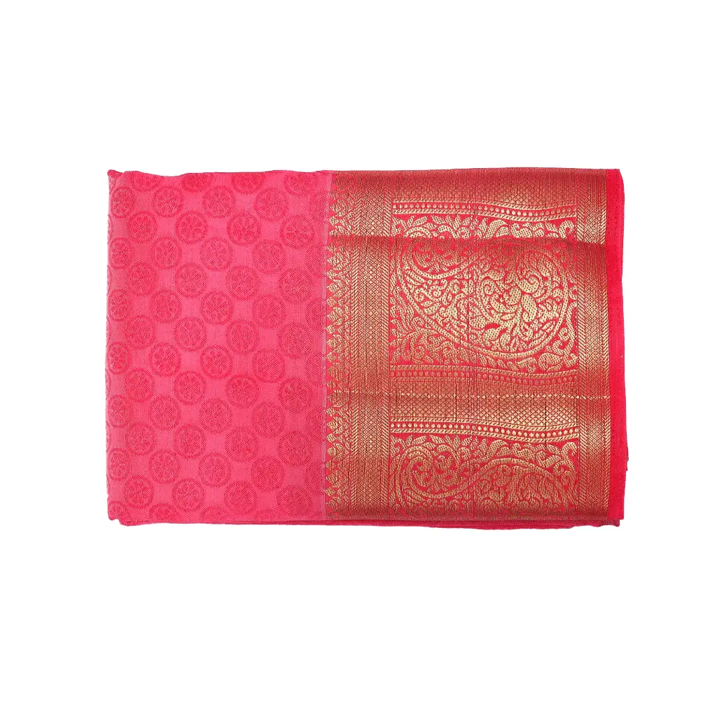 Cotton Silk Sarees Peach and Red
