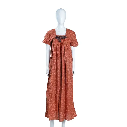 Women Nighty Maxi Printed Cotton