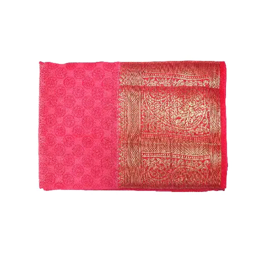 Cotton Silk Sarees Peach and Red