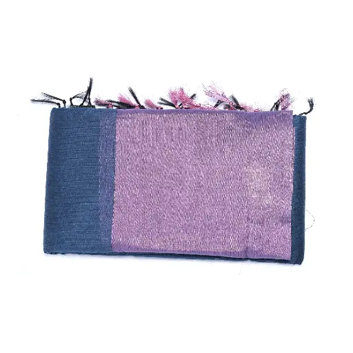 Cotton Mixed Saree Navy Blue & Wine