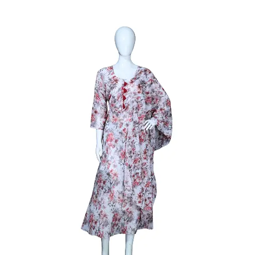 Satin Anarkali Dress Floral