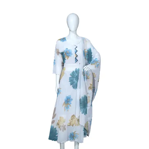 Satin Anarkali Dress Flower Printed